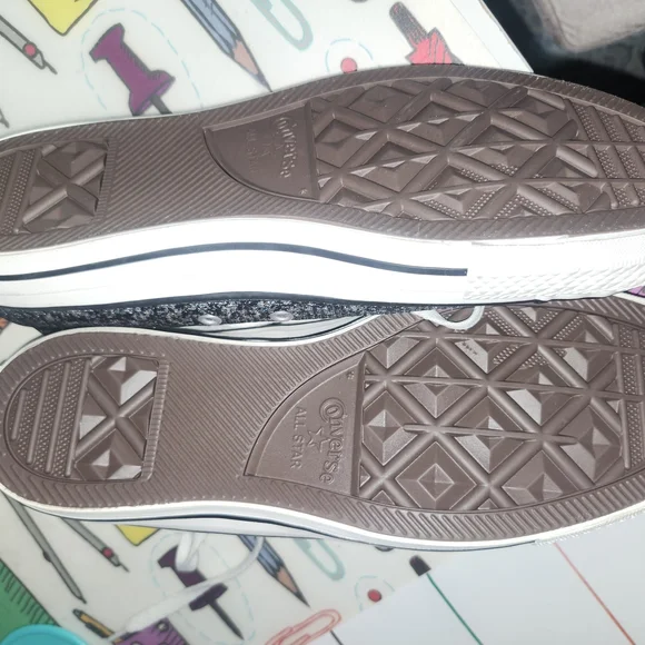 Converse Women’s Black & Silver Glitter Low Top Sneakers - Picture 3 of 4